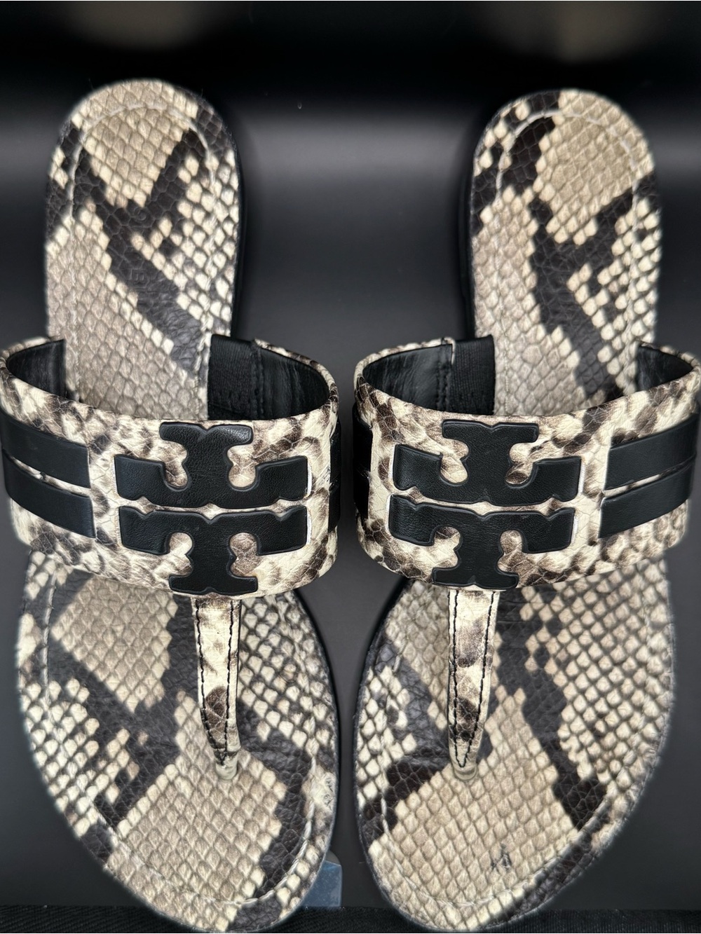 Tory Burch Snake Print Miller Sandals Size 6.5 w/ Dust Bag EUC